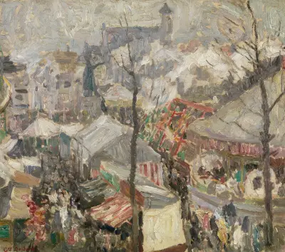 Fair at Vrijdagmarkt in Ghent av Gustave De Smet