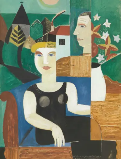The Artist and his Wife in the Moonlight (Us in Deurle) av Gustave De Smet
