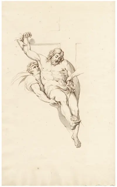 Detalj från Nedtagningen, fresk i Trinità del Monte i Rom av David Humbert de Superville