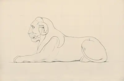 Egyptisk lejonstaty, profilvy av David Humbert de Superville
