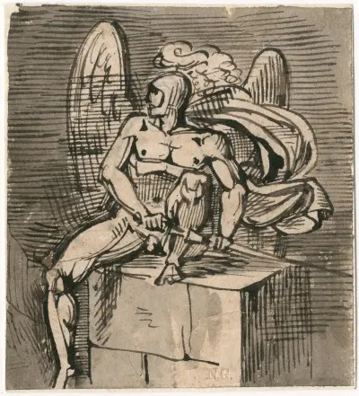 Bevingad beväpnad mansfigur av David Humbert de Superville