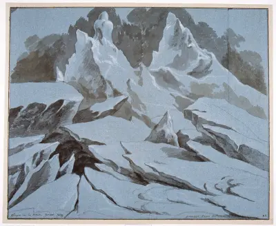 Ice floes on the river Meuse during the winter of 1809 av David Humbert de Superville
