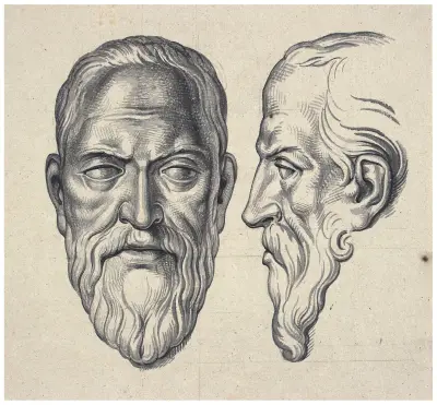Kopia av Oldenbarnevelt, en face och i profil: skulptur av David Humbert de Superville