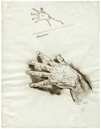 Hand med spretande fingrar av David Humbert de Superville