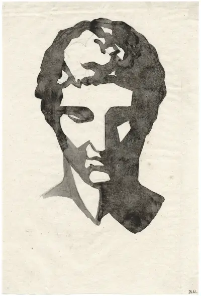 Schatten auf dem Kopf von Praxiteles' Hermes von Olympia von David Humbert de Superville