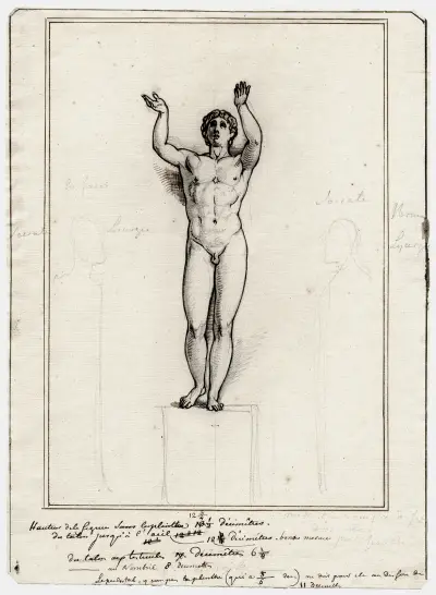 The so-called orante (praying youth) from Berlin, flanked by busts of Lycurgus and Socrates av David Humbert de Superville