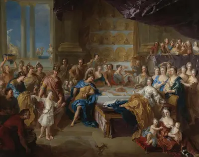 The Feast Of Dido And Aeneas; An Allegorical Portrait Of The Family Of The Duc And Duchesse Du Maine av Jean-François de Troy
