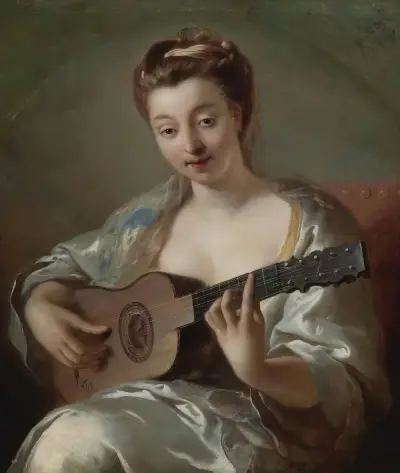 The Guitar Player av Jean-François de Troy