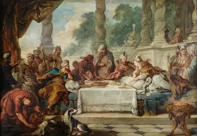 Esthers måltid med Ahasverus av Jean-François de Troy