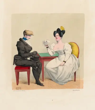 Ah Monsieur c’est un monstre il ne mérite pas d’avoir une femme honnête av Charles-Joseph Traviès de Villers