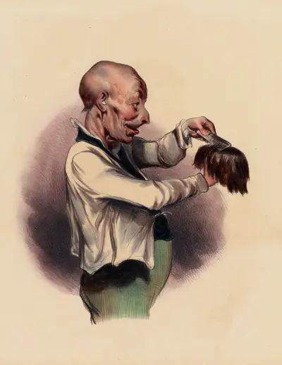 Fameuse perruque. A famous wig. av Charles-Joseph Traviès de Villers