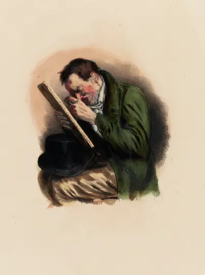 Habitué des ventes publiques. The attendant at public auctions av Charles-Joseph Traviès de Villers