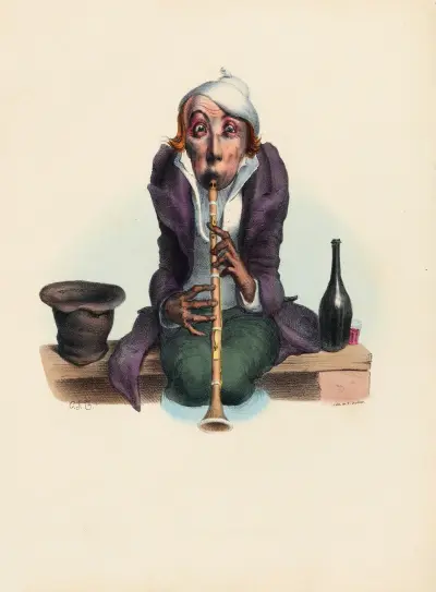 Jean Canardin, klarinett från en lantlig bal av Charles-Joseph Traviès de Villers