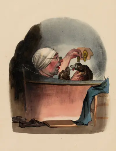 Le bain de famille. The bath of family av Charles-Joseph Traviès de Villers