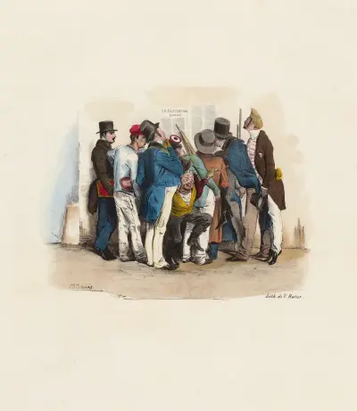 Djävulen tar med sig pressfriheten i namn D av Charles-Joseph Traviès de Villers