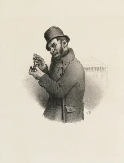 Der abscheuliche Mörder, der sein grauenhaftes Attentat erwägt von Charles-Joseph Traviès de Villers