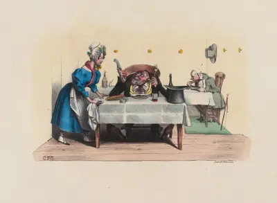 Pauline, pressez donc ma saucisse. av Charles-Joseph Traviès de Villers