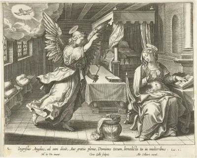 Annunciation av Maerten De Vos