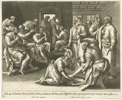 Kristus tvättar Sankt Petrus fötter av Maerten De Vos
