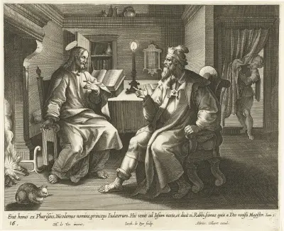 Conversation with Nicodemus av Maerten De Vos