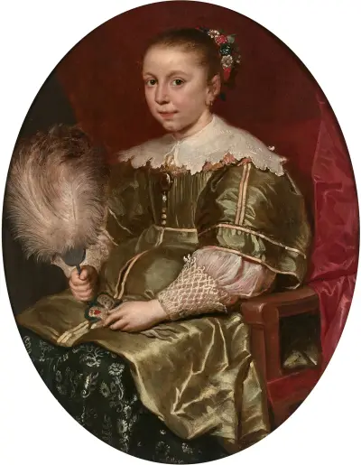 Portrait de jeune fille à l’éventail av Cornelis de Vos