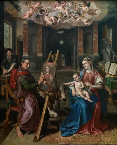 Saint Luke Painting the Virgin av Maerten De Vos