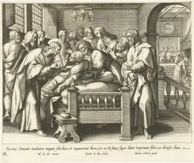 Helandet av Simon Petrus svärmor av Maerten De Vos
