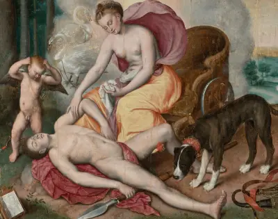 Venus och Adonis av Maerten De Vos
