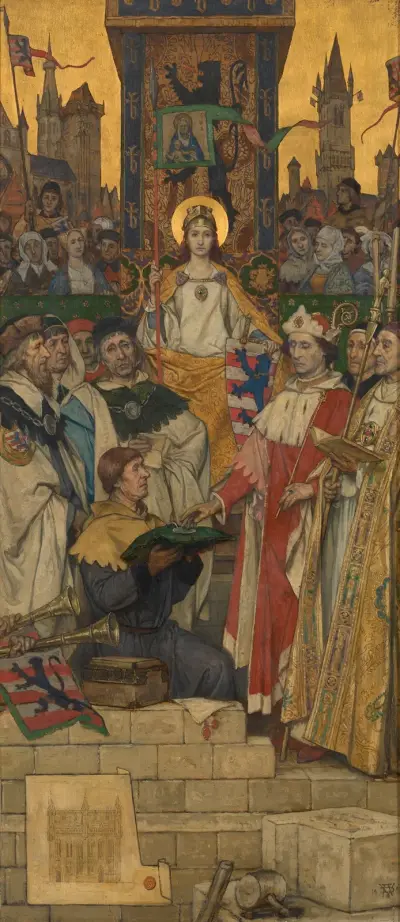 Ludwig von Male legt den Grundstein zum Rathaus von Albrecht De Vriendt