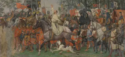Die siegreiche Rückkehr der Bürger von Brügge nach der Schlacht der Goldenen Sporen von Albrecht De Vriendt