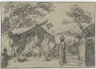 Abraham obdarovává tři anděly před svým domem, Jacob de Wit