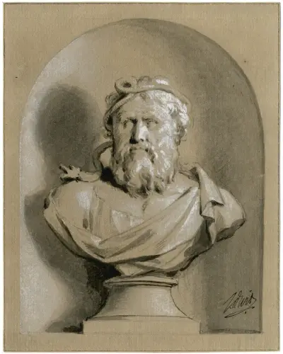 Aesculapius: bröstbild i en nisch av Jacob de Wit