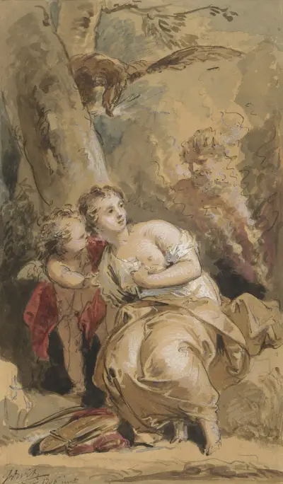 Callisto, Amor en Jupiter met de adelaar av Jacob de Wit