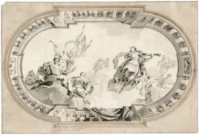 Takdekorationsskiss av Jacob de Wit