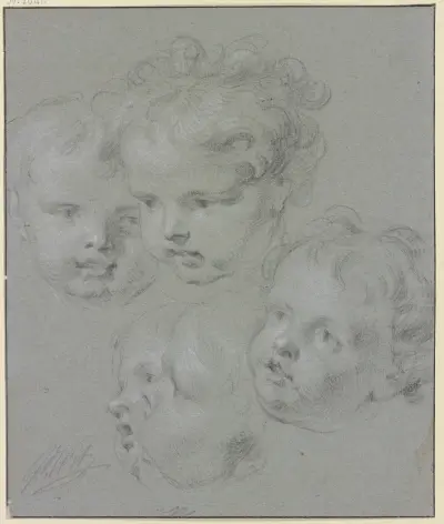 Five child’s heads av Jacob de Wit