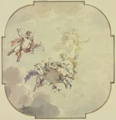 Flora and putti av Jacob de Wit