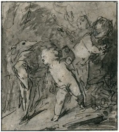 Putti med vinthund av Jacob de Wit
