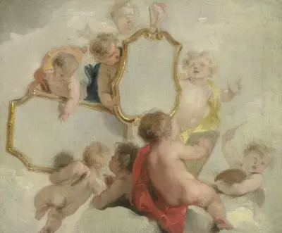 Putti med speglar av Jacob de Wit