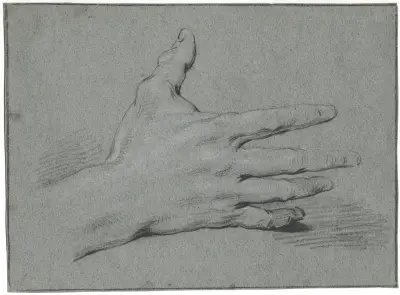 Studie av en hand med utsträckta fingrar av Jacob de Wit