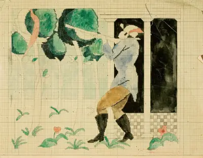 Design for the Carpet ‘The Hunter’ av Gustave Van de Woestijne