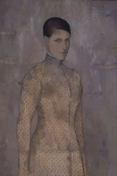 Porträtt av Prudence De Schepper, konstnärens hustru av Gustave Van de Woestijne
