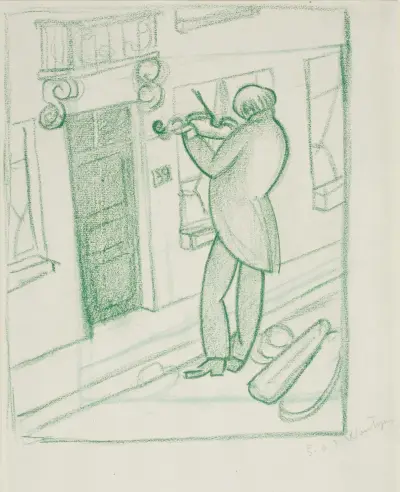 Studie till 'Den blinde violinisten' av Gustave Van de Woestijne