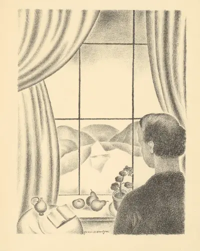 The painter in front of his window av Gustave Van de Woestijne