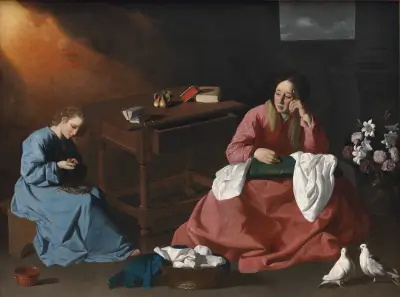 Christ and the Virgin in the House at Nazareth av Francisco de Zurbarán