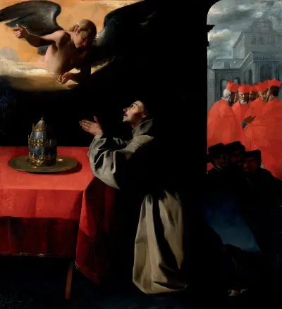 The Prayer Of St. Bonaventura About The Selection Of The New Pope av Francisco de Zurbarán
