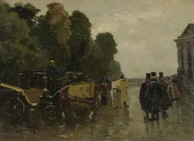 Carriages and Waiting Coachmen av Willem de Zwart