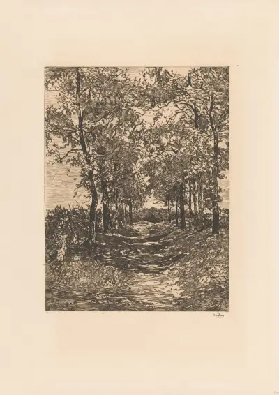 Landschap met smalle laan av Willem de Zwart