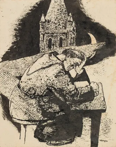 Läsande munk av Frits van den Berghe