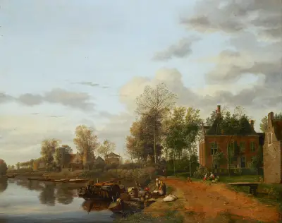 Country House on the Vliet near Delft av Jan van der Heyden