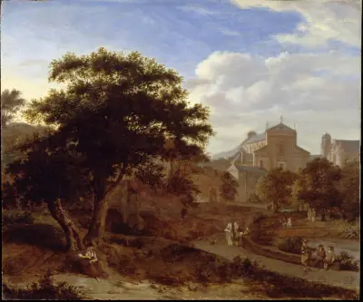 Two Churches and a Town Wall av Jan van der Heyden
